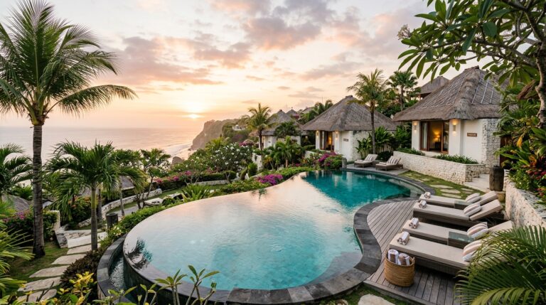 Tropical Bali resort surrounded by greenery